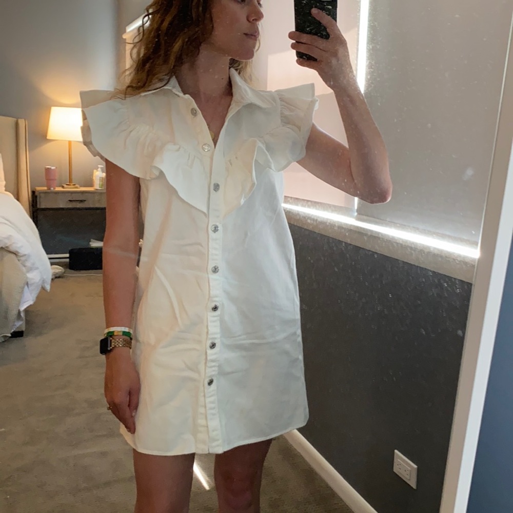 Zara White Denim Dress